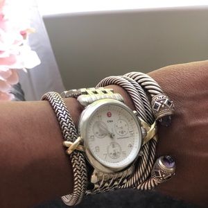 Silver & Gold Wheat Cable Bracelet